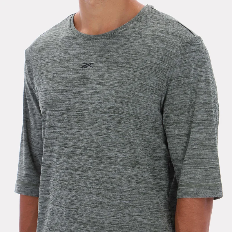 Reebok Gritty Grey Marl Reebok Yoga Relaxed Long Line Men's Tee - Gritty Grey Marl for Men | Best Price UAE