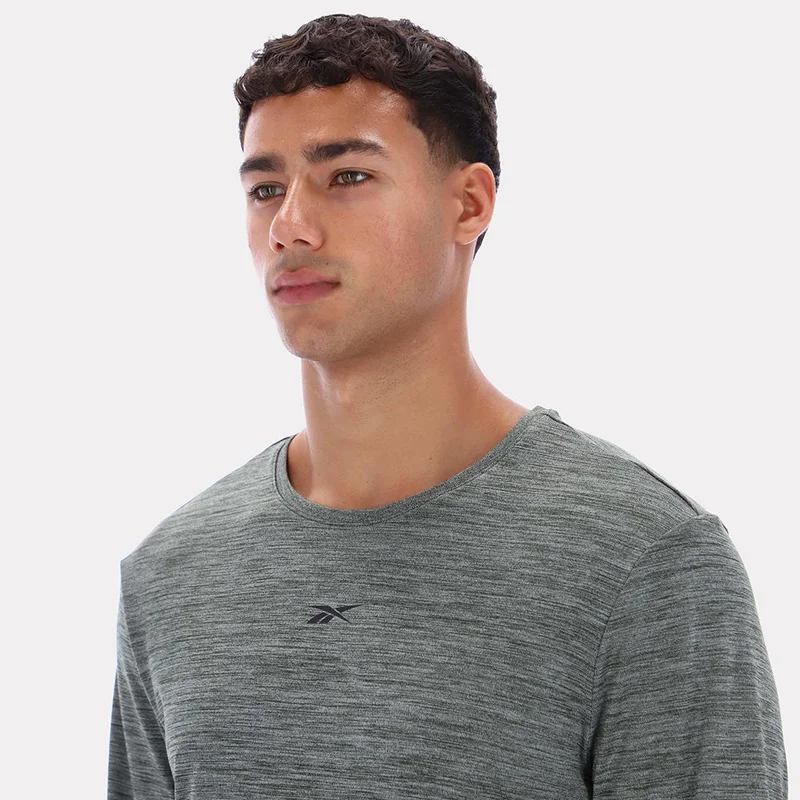 Reebok Gritty Grey Marl Reebok Yoga Relaxed Long Line Men's Tee - Gritty Grey Marl for Men | Best Price UAE