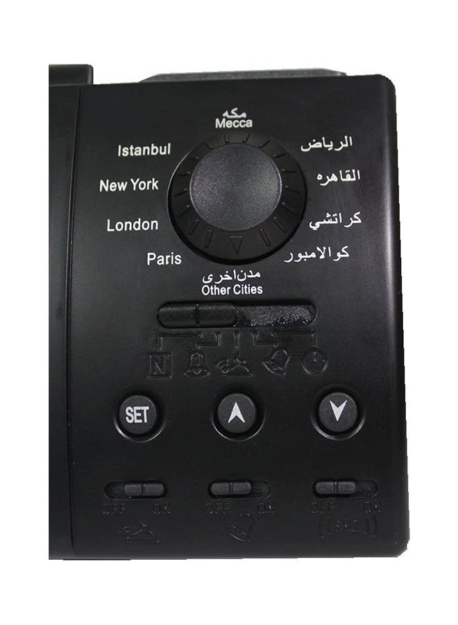 Digital Azan Table Alarm Clock Carbon Fibre Black 15x9.5cm - Image 3