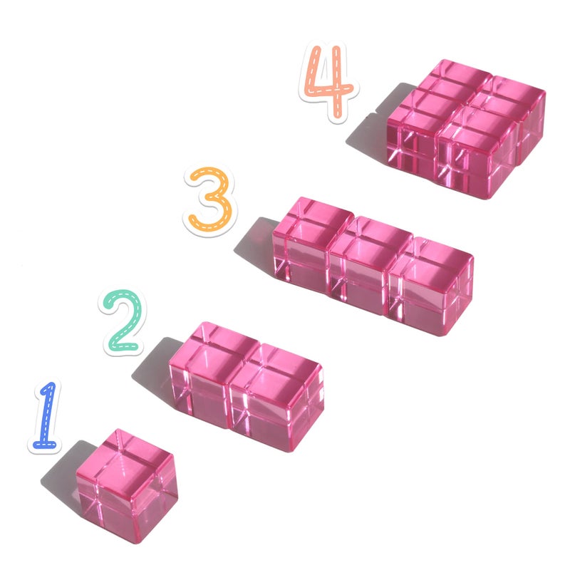 KOAICS Rainbow Crystal Acrylic Cubes Children Learning Color Light Shadow Toy, Stacking Gem Blocks Sensory Building Blocks for Kids(32PCS)â€¦ - Image 4