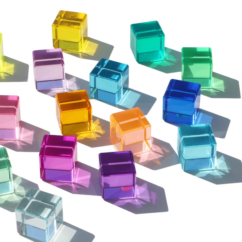 KOAICS Rainbow Crystal Acrylic Cubes Children Learning Color Light Shadow Toy, Stacking Gem Blocks Sensory Building Blocks for Kids(32PCS)â€¦ - Image 5
