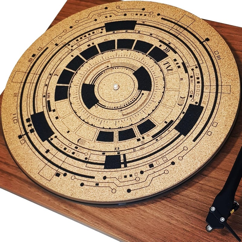 Taz Studio Premium slipmat - Cork Turntable Mat [4mm Thick] for Better Sound Support on Vinyl LP Record Player - Cork mat Original Geometric Design Psychedelic Geometric Analog Art-m9 - Image 5