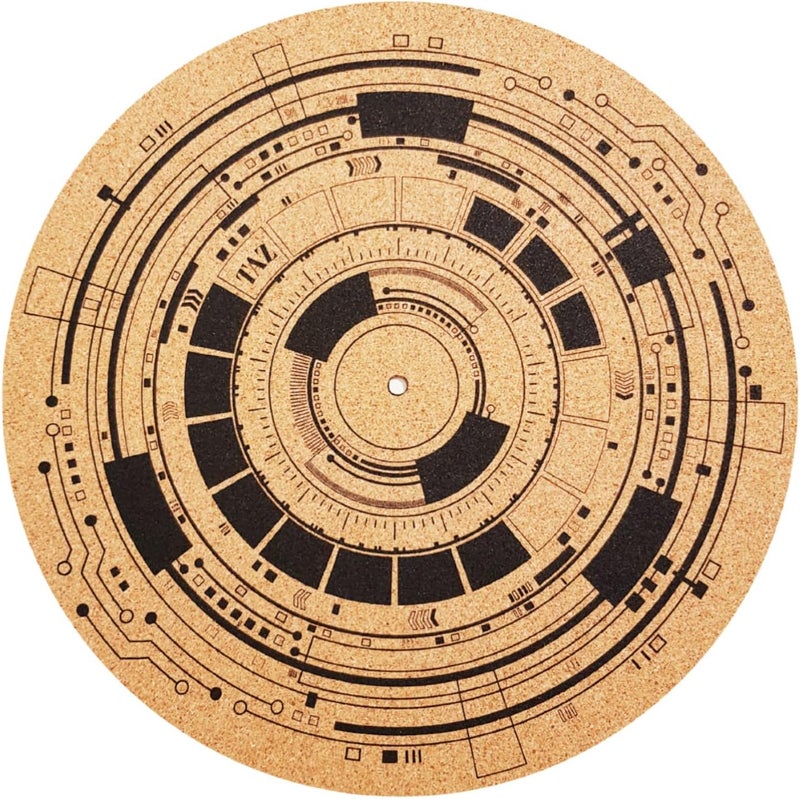 Taz Studio Premium slipmat - Cork Turntable Mat [4mm Thick] for Better Sound Support on Vinyl LP Record Player - Cork mat Original Geometric Design Psychedelic Geometric Analog Art-m9 - Image 1