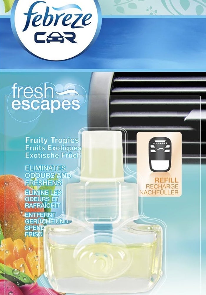 Febreze Car Air Freshener Refill, Fruity Tropics, 7 ml, Pack of 2
