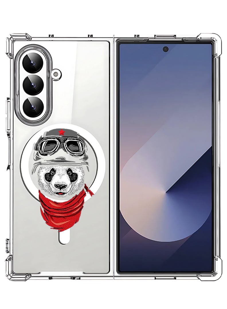 Theodor Magnetic Case for Samsung Galaxy Z Fold 7 Compatible with MagSafe Wireless Charging, Shockproof Phone Bumper Cover Panda - Image 1