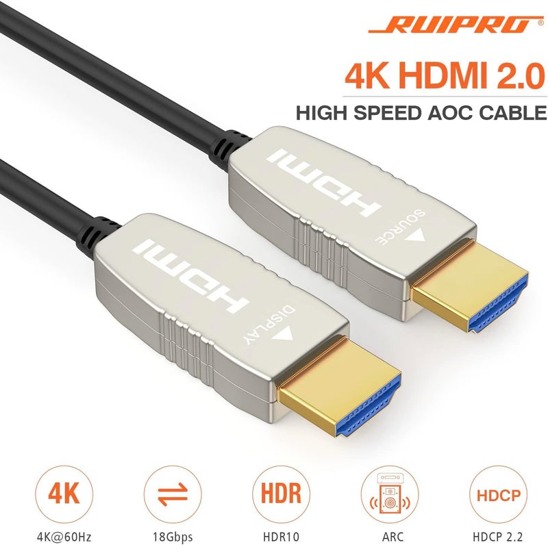RUIPRO 4K HDMI Fiber Optic Cable 15m 4K 60Hz HDMI2.0b Supports 18Gbps, ARC, HDR10, Dolby Vision, HDCP2.2, YUV 4:4:4, Ultra-Thin and Flexible - Image 2