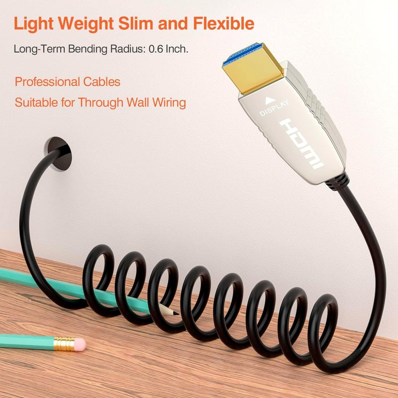 RUIPRO 4K HDMI Fiber Optic Cable 15m 4K 60Hz HDMI2.0b Supports 18Gbps, ARC, HDR10, Dolby Vision, HDCP2.2, YUV 4:4:4, Ultra-Thin and Flexible - Image 5