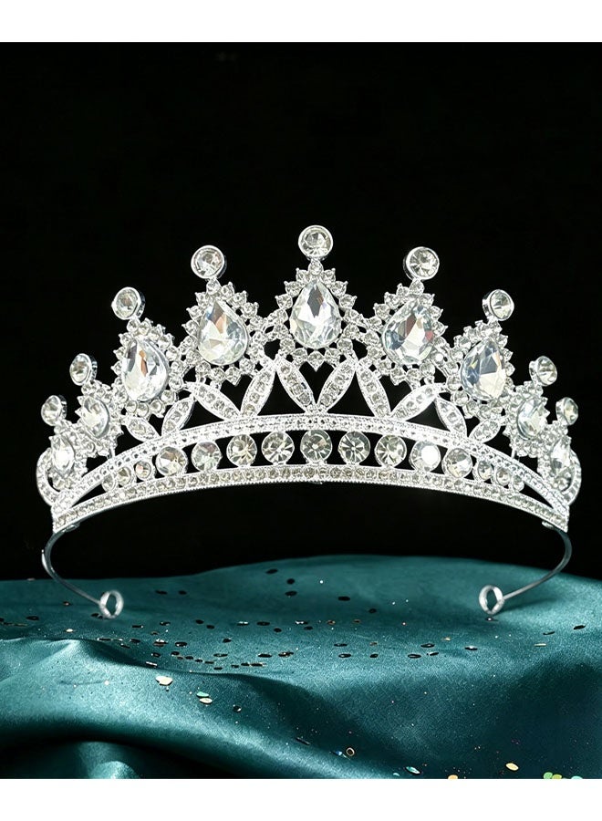 Happy D Crystal Tiara Crowns for Women Girls Elegant Princess Crown Tiaras for Women Bridal Wedding Prom Birthday Party Cosplay Costumes Hair Accessories for Women Girls (Silver) - Image 5