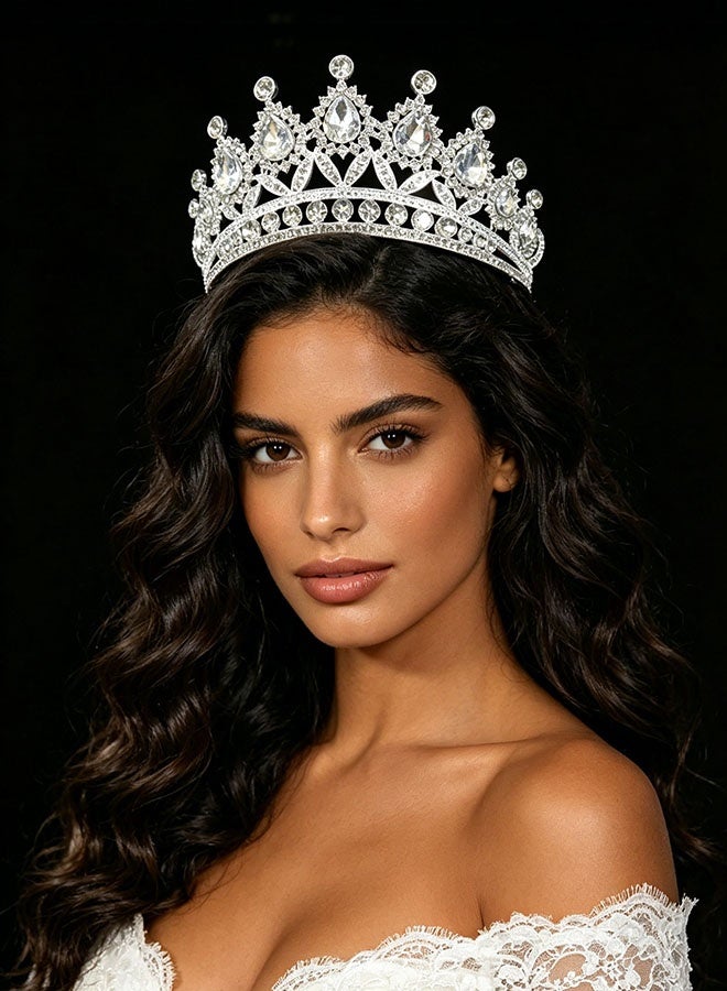 Happy D Crystal Tiara Crowns for Women Girls Elegant Princess Crown Tiaras for Women Bridal Wedding Prom Birthday Party Cosplay Costumes Hair Accessories for Women Girls (Silver) - Image 2