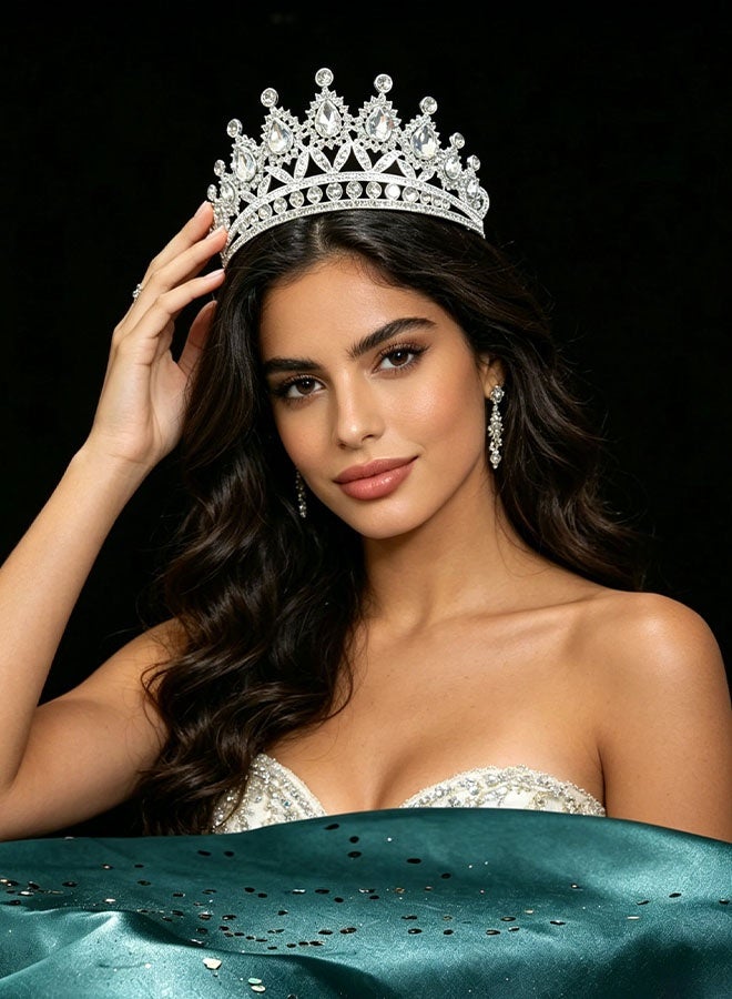 Happy D Crystal Tiara Crowns for Women Girls Elegant Princess Crown Tiaras for Women Bridal Wedding Prom Birthday Party Cosplay Costumes Hair Accessories for Women Girls (Silver) - Image 4