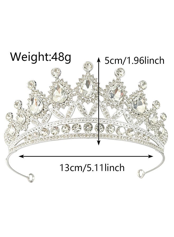 Happy D Crystal Tiara Crowns for Women Girls Elegant Princess Crown Tiaras for Women Bridal Wedding Prom Birthday Party Cosplay Costumes Hair Accessories for Women Girls (Silver) - Image 3