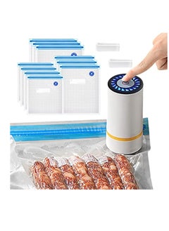 Hihonor Portable Vacuum Sealer Set, Food Vacuum Sealer Machine Rechargeable Handheld Vacuum Sealer for Food with 10 Reusable Bags for Food Storage Cooking  - Image 1