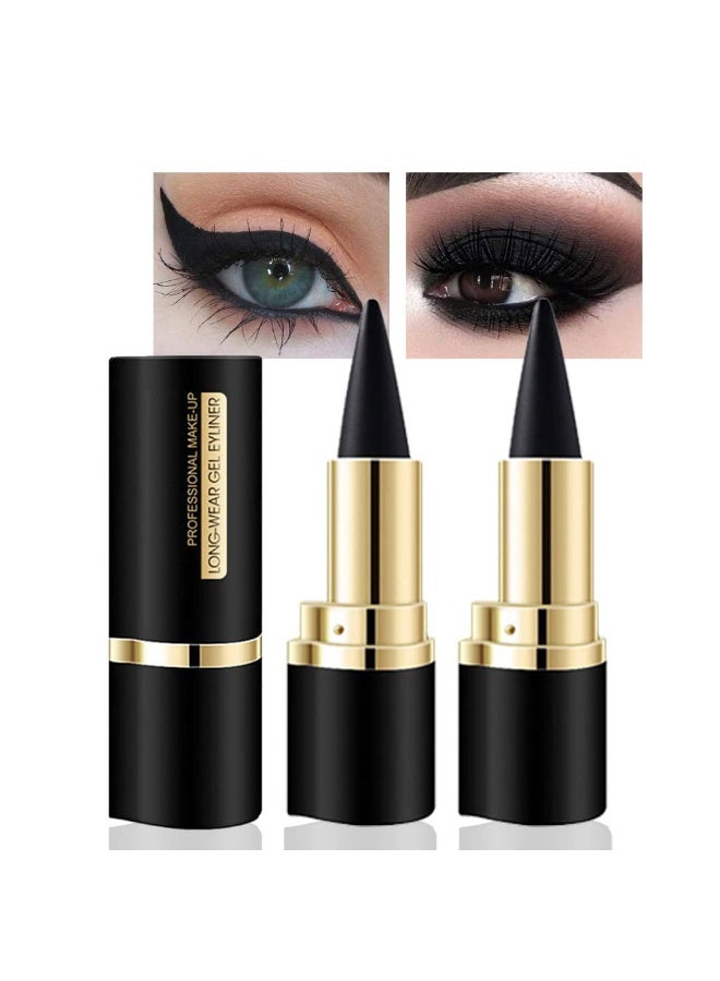 evpct evpct 2Pcs Black Waterproof Gel Eyeliner Pencils Lipstick lip liner Eye Black Face Paint Stick Long Wear Natural Black Liquid Eyeliner Cream Smokey Eye Liners Crayon Halloween Makeup lapiz de ojos - Image 1