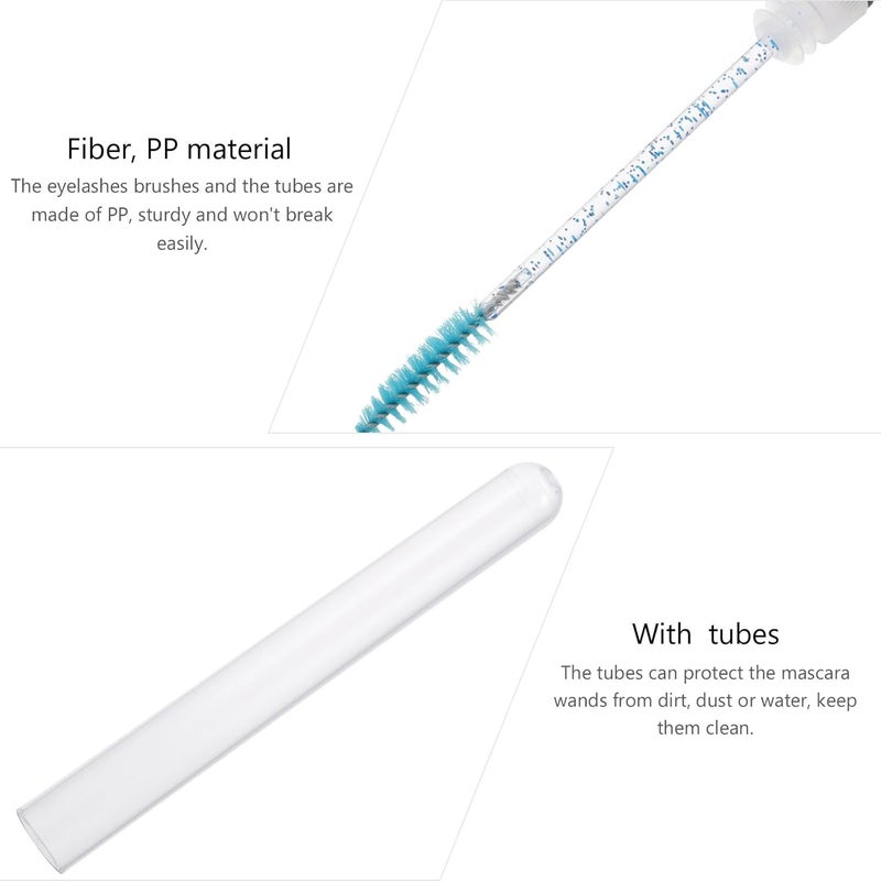 30pcs Portable Crystal Rod Disposable Eyelash Mascara Brushes with Tube Small Eyelash Spoolies for Makeup and Extension Application Random Color - Image 3