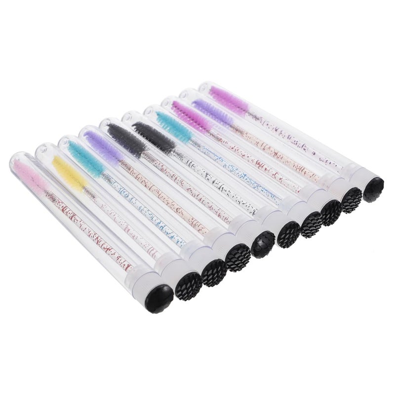 30pcs Portable Crystal Rod Disposable Eyelash Mascara Brushes with Tube Small Eyelash Spoolies for Makeup and Extension Application Random Color - Image 1