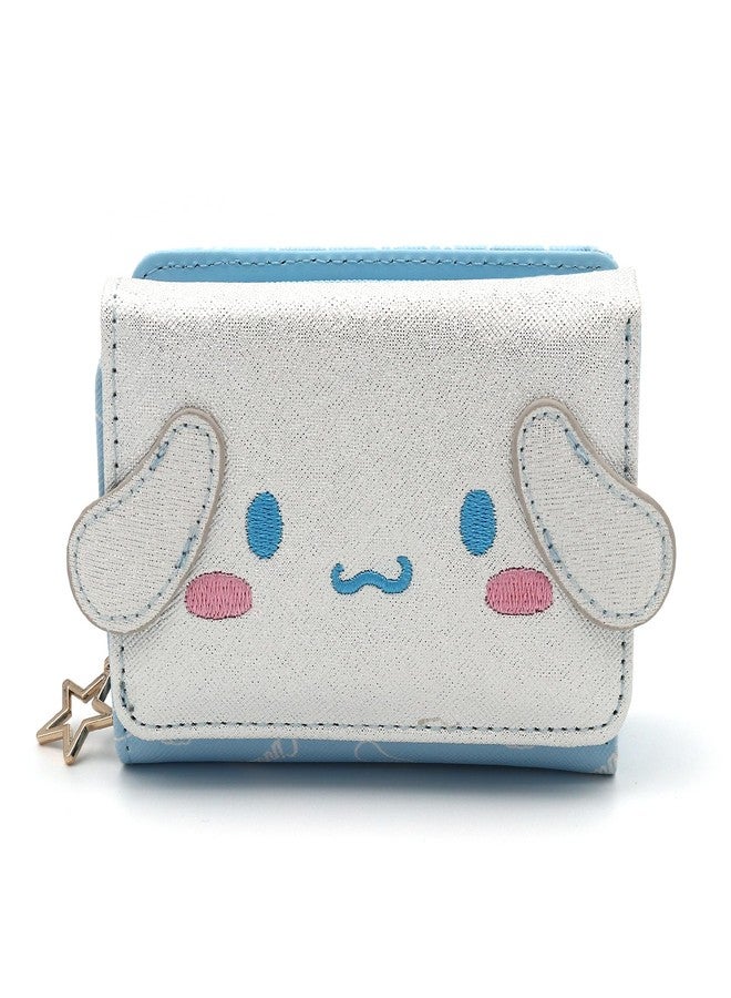 FLYBOT Cinnamoroll Wallet Adorable White Puppy Curly Ear Japanese Character Trifold Slim Cartoon Snap Zipper Closure Card Holder Vegan Leather for Girls Women, Officially Designed - Image 1