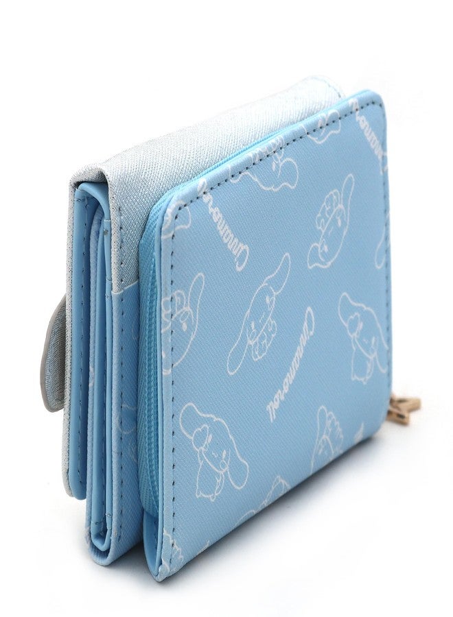 FLYBOT Cinnamoroll Wallet Adorable White Puppy Curly Ear Japanese Character Trifold Slim Cartoon Snap Zipper Closure Card Holder Vegan Leather for Girls Women, Officially Designed - Image 3