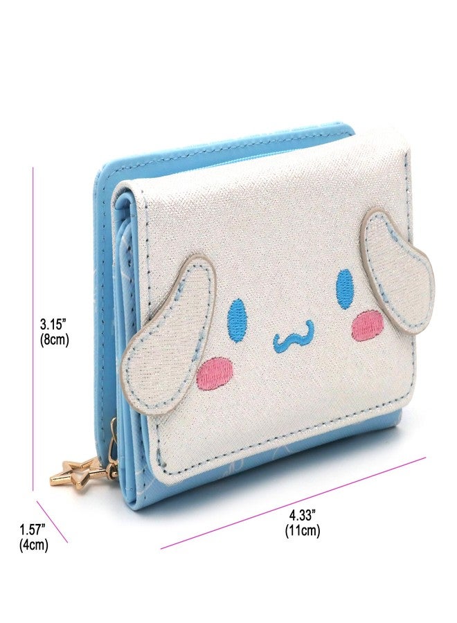 FLYBOT Cinnamoroll Wallet Adorable White Puppy Curly Ear Japanese Character Trifold Slim Cartoon Snap Zipper Closure Card Holder Vegan Leather for Girls Women, Officially Designed - Image 2