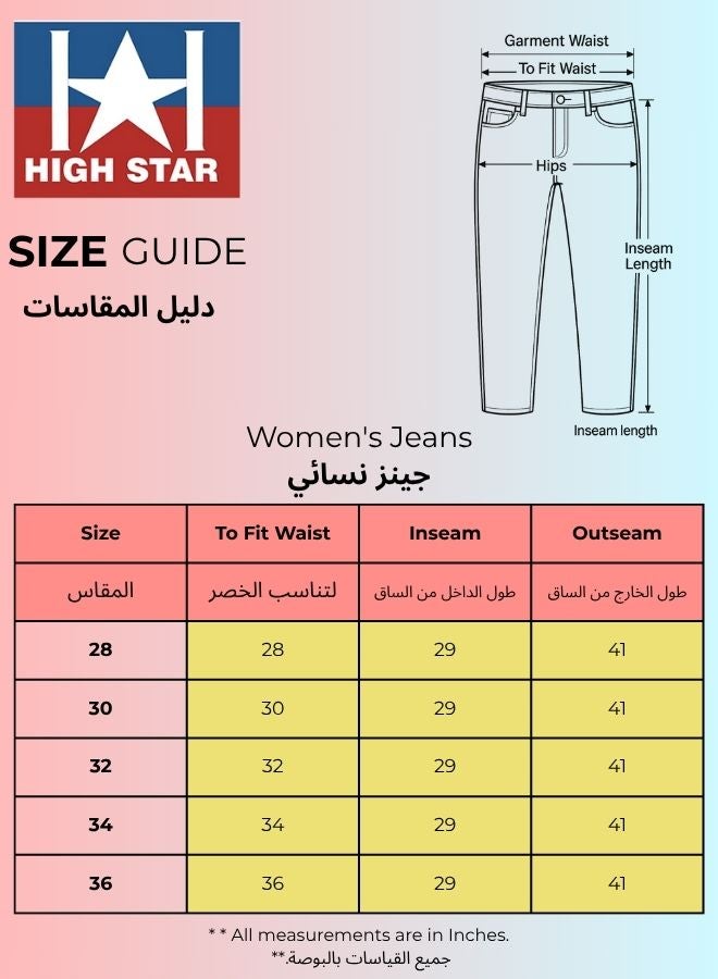 HIGH STAR Women's Black 100% Cotton Solid Pattern Full Length Straight Fit Jeans - Image 4