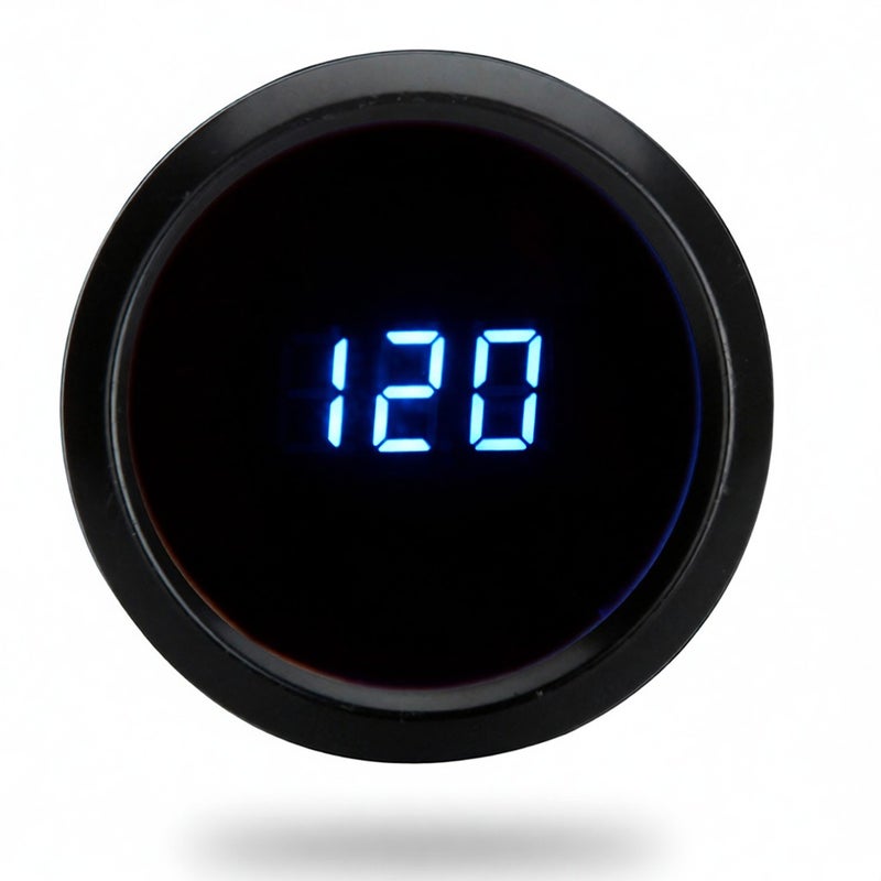 مجموعة مقياس ضغط الزيت: عرض رقمي من 0 إلى 120 بوصة ماء مع واجهة سوداء ومصابيح LED زرقاء - دقة عالية وسهولة التشغيل ومصباح تحذير أحمر لاختبار ضغط زيت السيارات