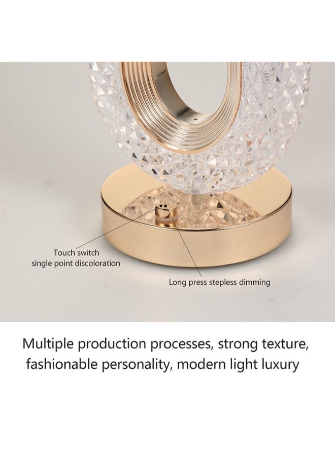 SHOPI - Crystal Table Lamp Rose Diamond Touch Lamp With USB 3 Color Crystal LED Light 3 Light Intensities Tactile Switch - Image 1