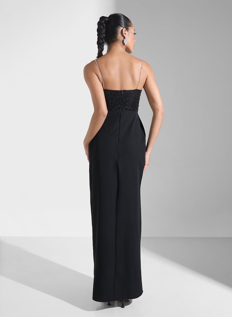 Namshi x Sequin Bodice Slit Dress - Image 2