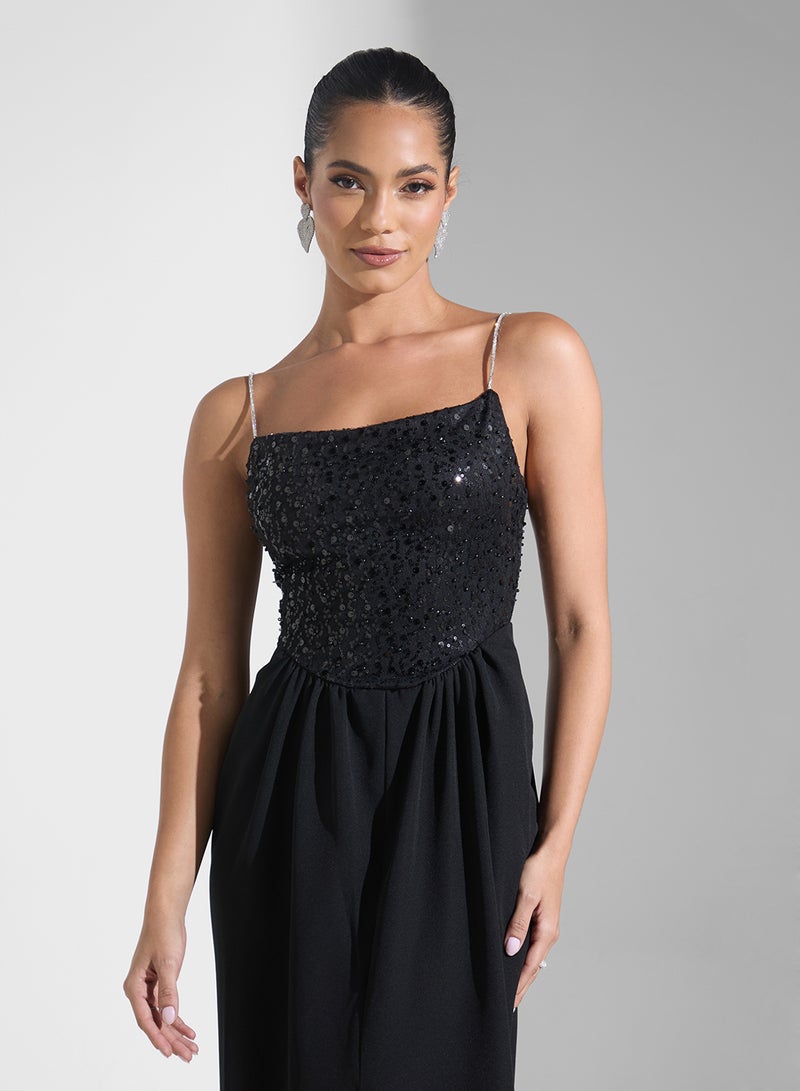 Namshi x Sequin Bodice Slit Dress - Image 3