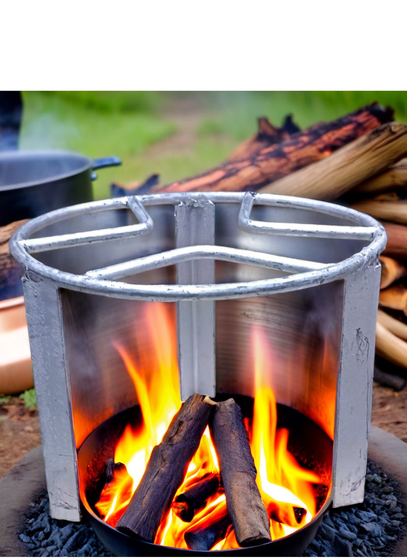 GO2CAMPS GO2CAMPS Heavy Quality Metal Firewood Log Steel Burner- Large - (28 cm x 35 cm Hight ) | BBQ Firewood Cooking Stand Campfire Cooking Stand, Outdoor Camping Grill Stand for Firewood Burning, Backyard, Barbeque and Camp Cooking | High-Quality Metal Firewood Log Steel Burner for Camping and Fire Pit Cooking – Sturdy Outdoor Grill Stand for Campfire Cooking  - Image 1
