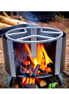 GO2CAMPS GO2CAMPS Heavy Quality Metal Firewood Log Steel Burner- Large - (28 cm x 35 cm Hight ) | BBQ Firewood Cooking Stand Campfire Cooking Stand, Outdoor Camping Grill Stand for Firewood Burning, Backyard, Barbeque and Camp Cooking | High-Quality Metal Firewood Log Steel Burner for Camping and Fire Pit Cooking – Sturdy Outdoor Grill Stand for Campfire Cooking  - Image 4