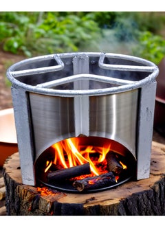 GO2CAMPS GO2CAMPS Heavy Quality Metal Firewood Log Steel Burner- Large - (28 cm x 35 cm Hight ) | BBQ Firewood Cooking Stand Campfire Cooking Stand, Outdoor Camping Grill Stand for Firewood Burning, Backyard, Barbeque and Camp Cooking | High-Quality Metal Firewood Log Steel Burner for Camping and Fire Pit Cooking – Sturdy Outdoor Grill Stand for Campfire Cooking  - Image 5