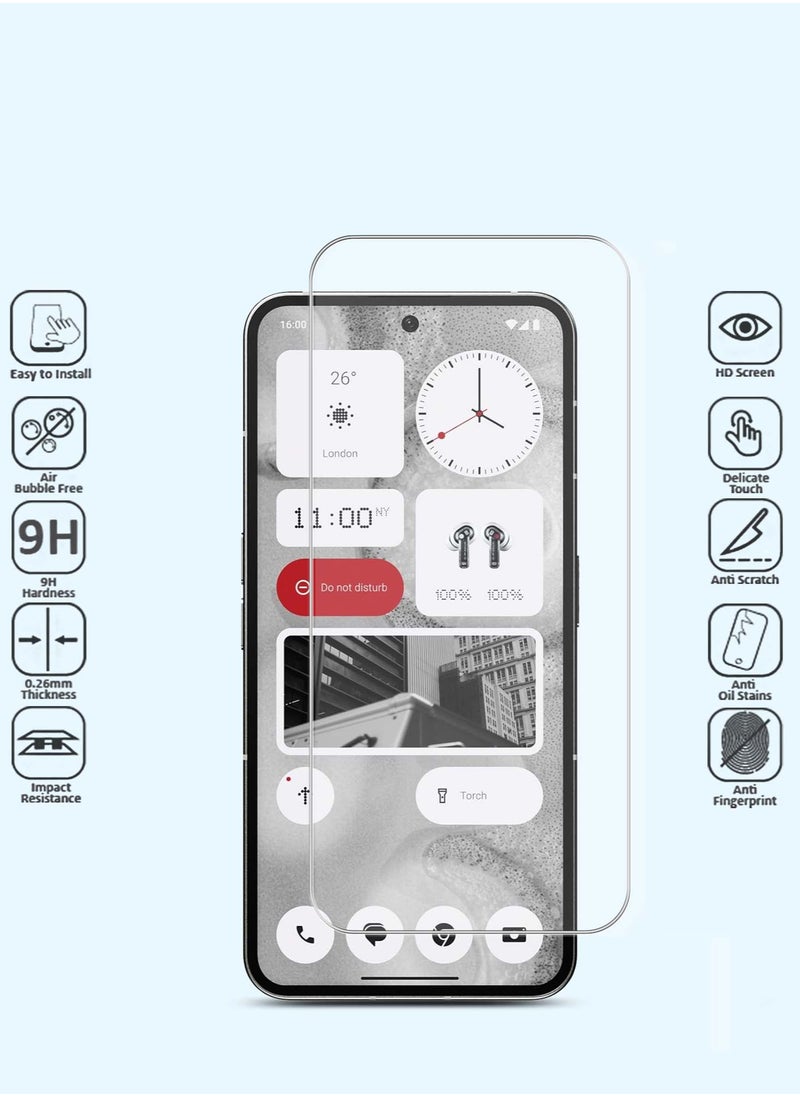 HD Tempered Glass Screen Protector for Nothing Phone 2 - Anti Reflection Anti Bubbles 9H Hardness 0.33 mm Rounded Edges Easy Installation
