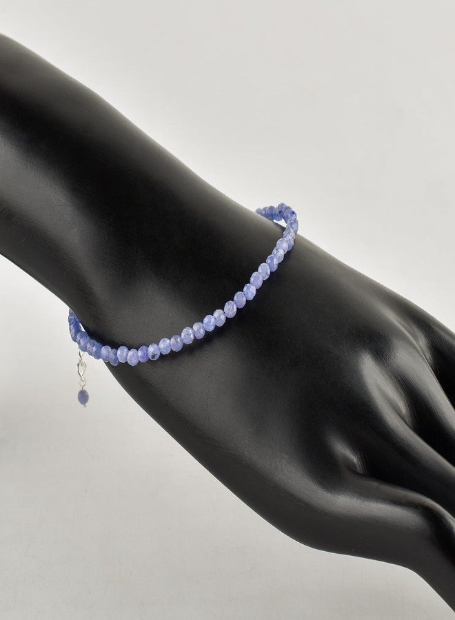 يانارا سوار يانارا من التنزانيت للنساء، مجوهرات من الأحجار الكريمة الأرجوانية الطبيعية، حجر بخت شهر ديسمبر الرقيق، خرز كريستالي للشفاء بالطاقة، سلسلة مطلية بالفضة قابلة للتعديل بطول 8 بوصات، هدايا عيد الميلاد لها - Image 2