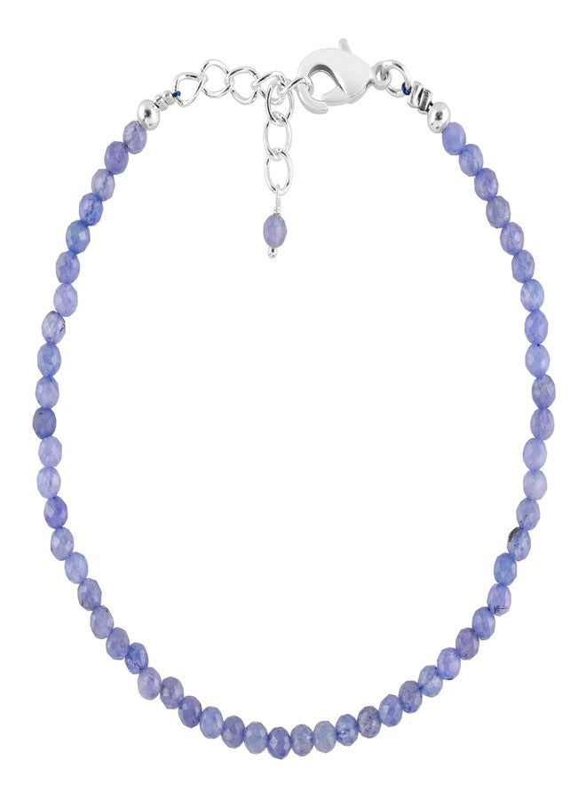 يانارا سوار يانارا من التنزانيت للنساء، مجوهرات من الأحجار الكريمة الأرجوانية الطبيعية، حجر بخت شهر ديسمبر الرقيق، خرز كريستالي للشفاء بالطاقة، سلسلة مطلية بالفضة قابلة للتعديل بطول 8 بوصات، هدايا عيد الميلاد لها - Image 5