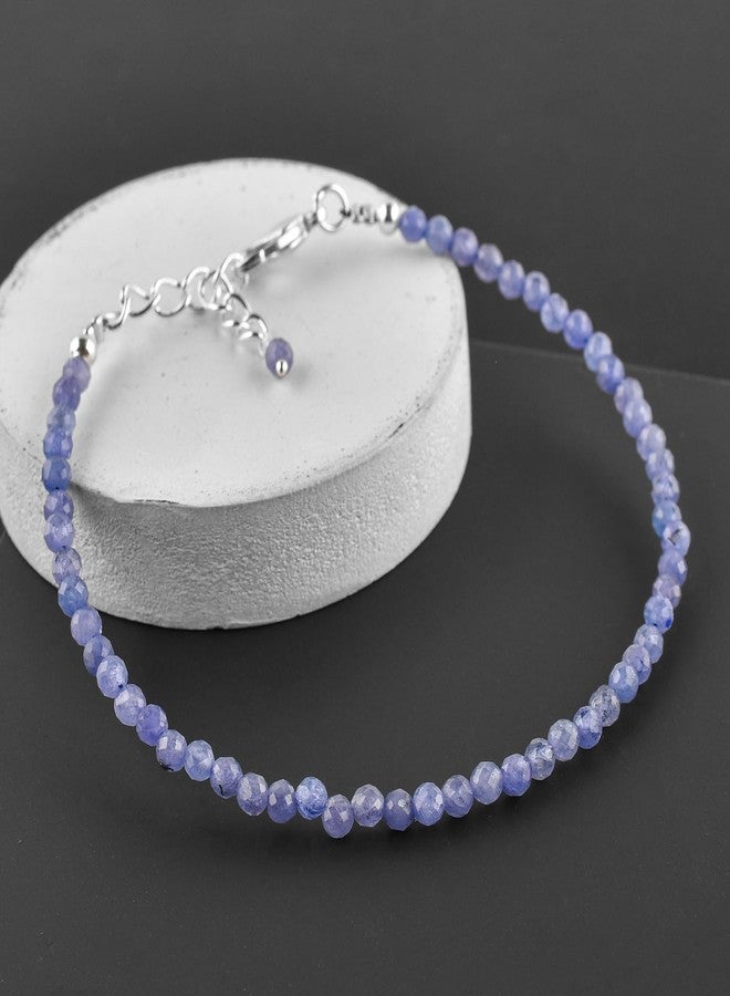 يانارا سوار يانارا من التنزانيت للنساء، مجوهرات من الأحجار الكريمة الأرجوانية الطبيعية، حجر بخت شهر ديسمبر الرقيق، خرز كريستالي للشفاء بالطاقة، سلسلة مطلية بالفضة قابلة للتعديل بطول 8 بوصات، هدايا عيد الميلاد لها - Image 4