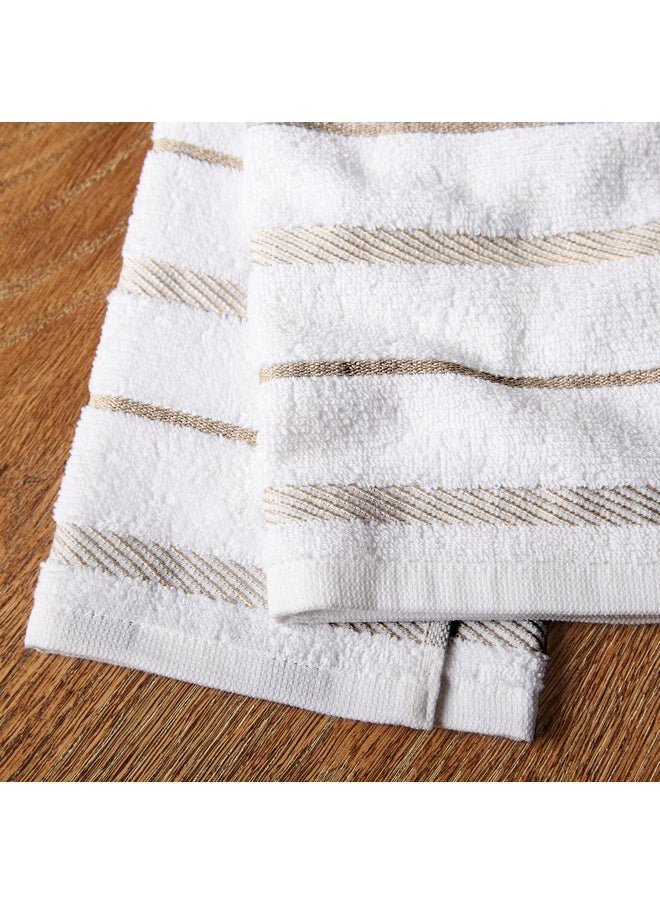 KitchenAid KitchenAid Albany Kitchen Towel 4-Pack Set, Milkshake Tan/White, 16"x26"  - Image 3