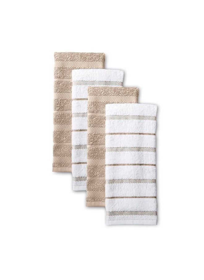 KitchenAid KitchenAid Albany Kitchen Towel 4-Pack Set, Milkshake Tan/White, 16"x26"  - Image 1