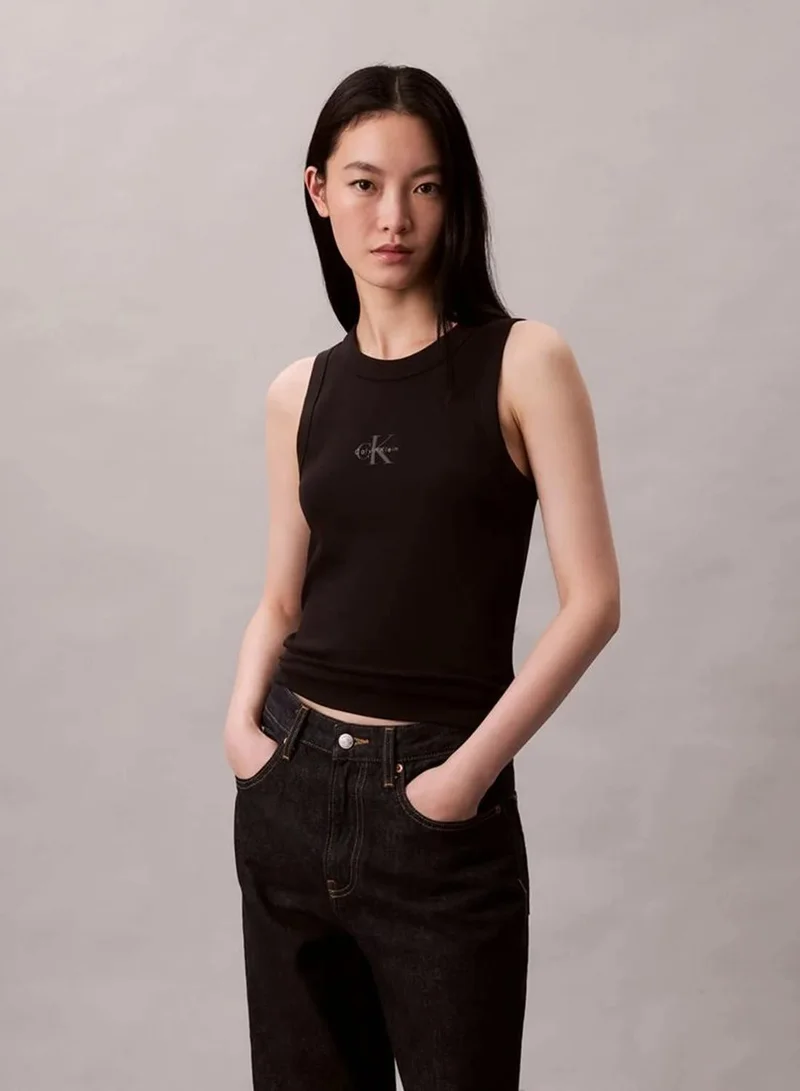 CK Monogram Logo Ribbed Tank Top