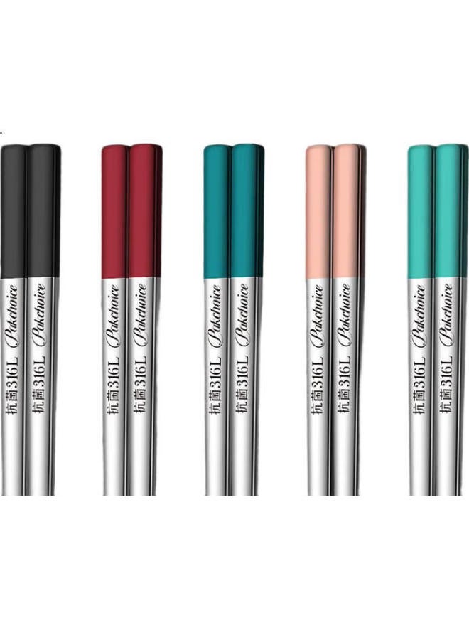 PAKCHOICE Stainless Steel Chopsticks, High-Quality 316L Stainless Steel Color-Coded Chopsticks For Home Use, Individually Wrapped, Antibacterial And Anti-Mold, Family Dining Chopsticks - Image 3