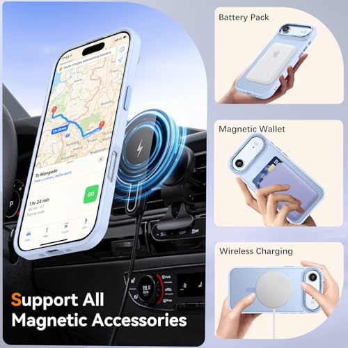 YINLAI for iPhone Air Case 6.5-inch,Magnetic Compatible with MagSafe, Slim Matte Anti-Fingerprint, Shockproof Full Body Military Grade Protection for iPhone Air Cover, Light Blue - Image 3