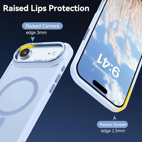 YINLAI for iPhone Air Case 6.5-inch,Magnetic Compatible with MagSafe, Slim Matte Anti-Fingerprint, Shockproof Full Body Military Grade Protection for iPhone Air Cover, Light Blue - Image 5
