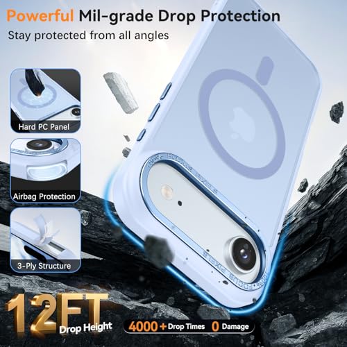 YINLAI for iPhone Air Case 6.5-inch,Magnetic Compatible with MagSafe, Slim Matte Anti-Fingerprint, Shockproof Full Body Military Grade Protection for iPhone Air Cover, Light Blue - Image 4