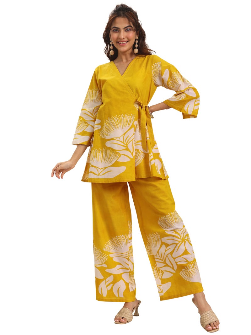 Libas Yellow Printed Cotton Co (Ords Co (ords set for Women (400633HL) - Image 2