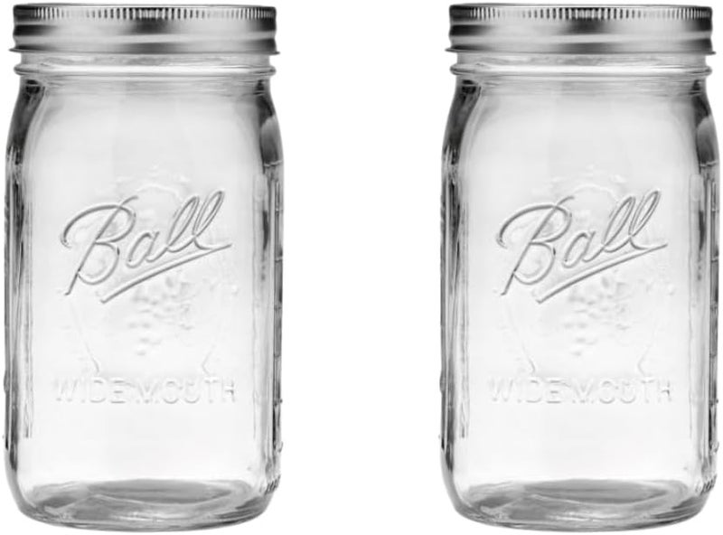 Ball جرار ربع (32 أونصة) مع غطاء فضي، فم واسع، مجموعة من 2 - Image 1
