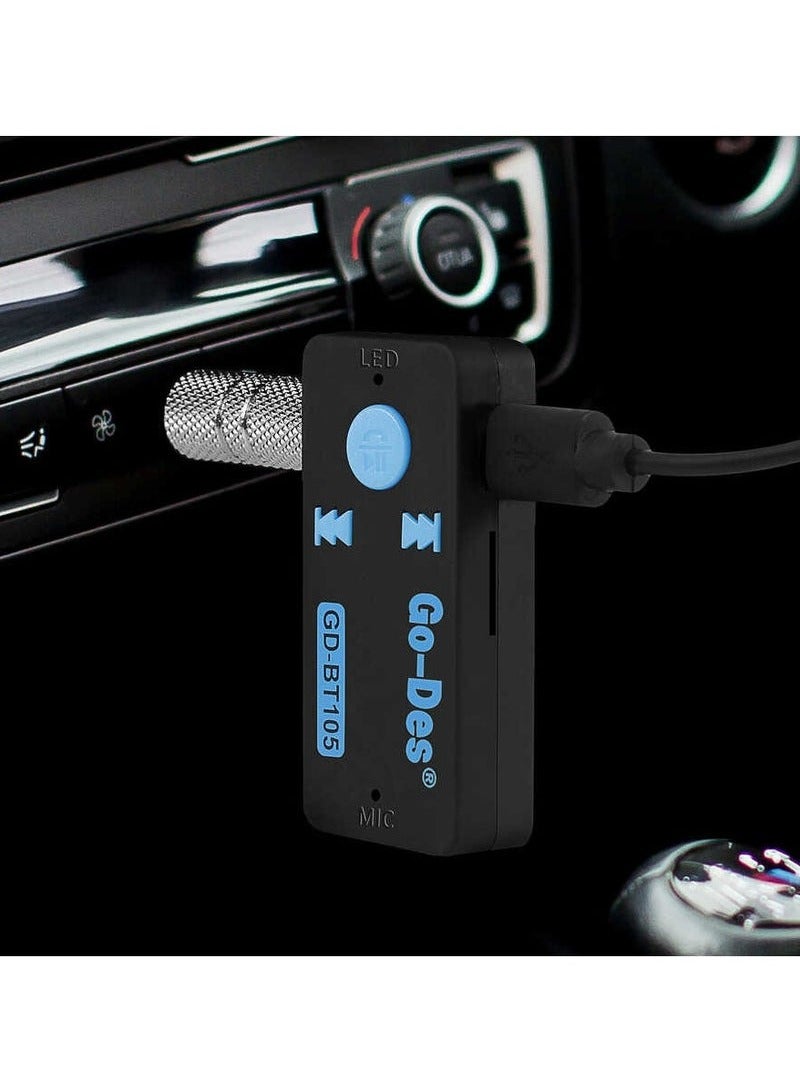 GO-DES "GD-BT105 Car Bluetooth Adapter – Hands-Free Kit for Music & Calls, TF Card Reader & 3.5mm Support for Phones & Stereo Systems" - Image 3