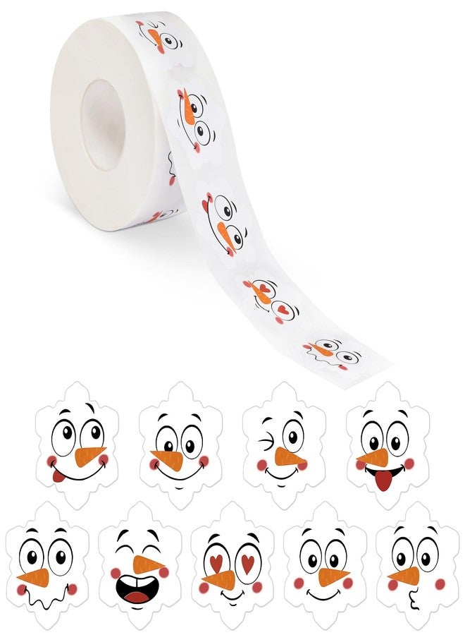 JULMELON Christmas Stickers, 700Pcs Snowflake Snowman 1.5 Inch Winter Face Labels for Kids Xmas Party Favors and Holiday Decorations - Image 1