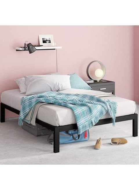 King bed, metal, 200x150x35 cm – black