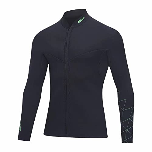 ZCCO Wetsuit Top Men's 3mm Neoprene Wetsuits Jacket,Front Zipper Long Sleeves Diving Suit for Swimming,Snorkeling,Scuba Diving,Surfing (3FT-MN-2XL) - Image 2