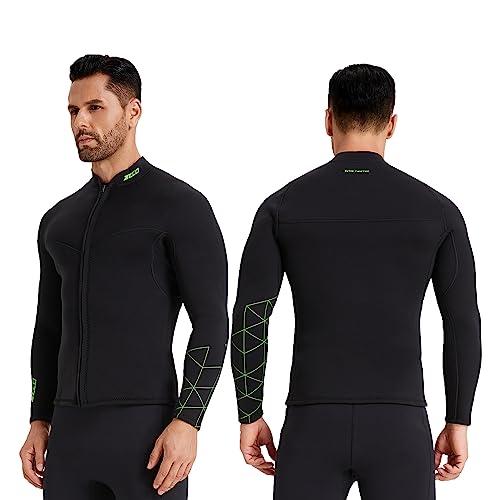 ZCCO Wetsuit Top Men's 3mm Neoprene Wetsuits Jacket,Front Zipper Long Sleeves Diving Suit for Swimming,Snorkeling,Scuba Diving,Surfing (3FT-MN-2XL) - Image 4