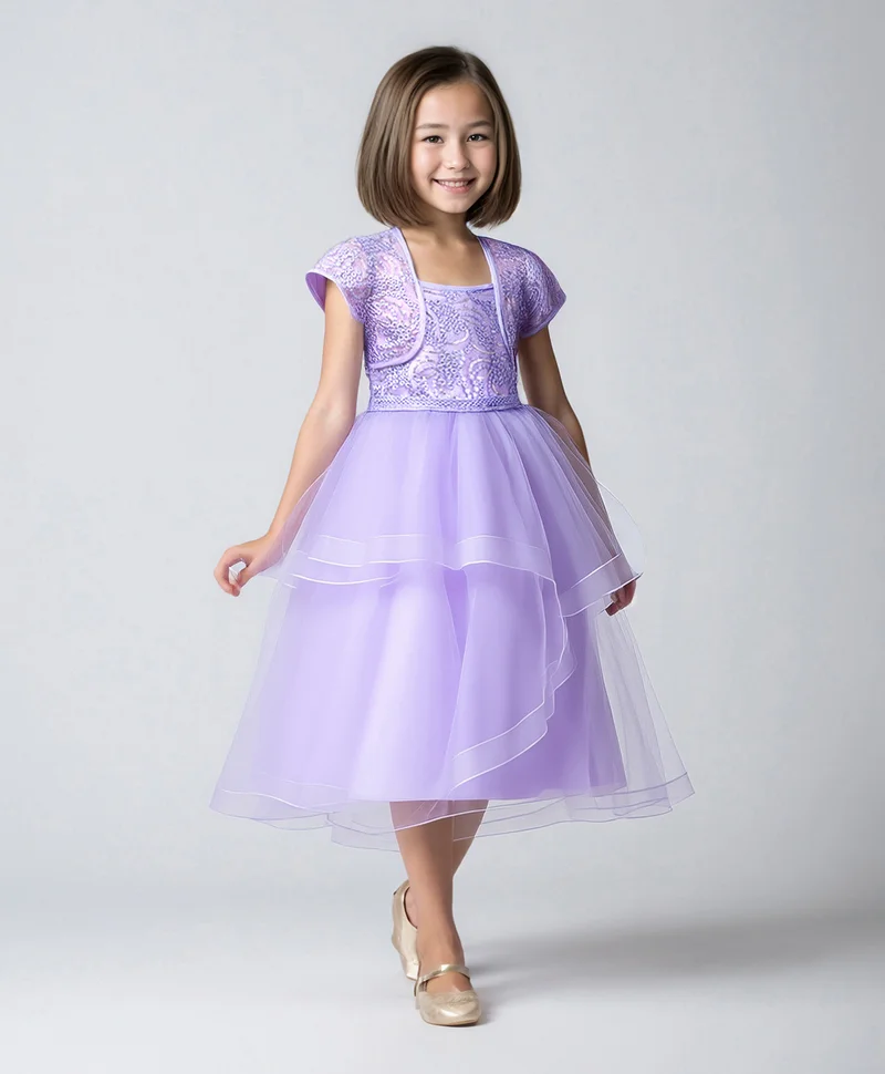 Mark & Mia Mark & Mia Embellished Short Sleeves Party Dress - Purple