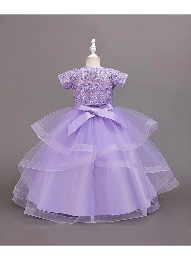Mark & Mia Mark & Mia Embellished Short Sleeves Party Dress - Purple
